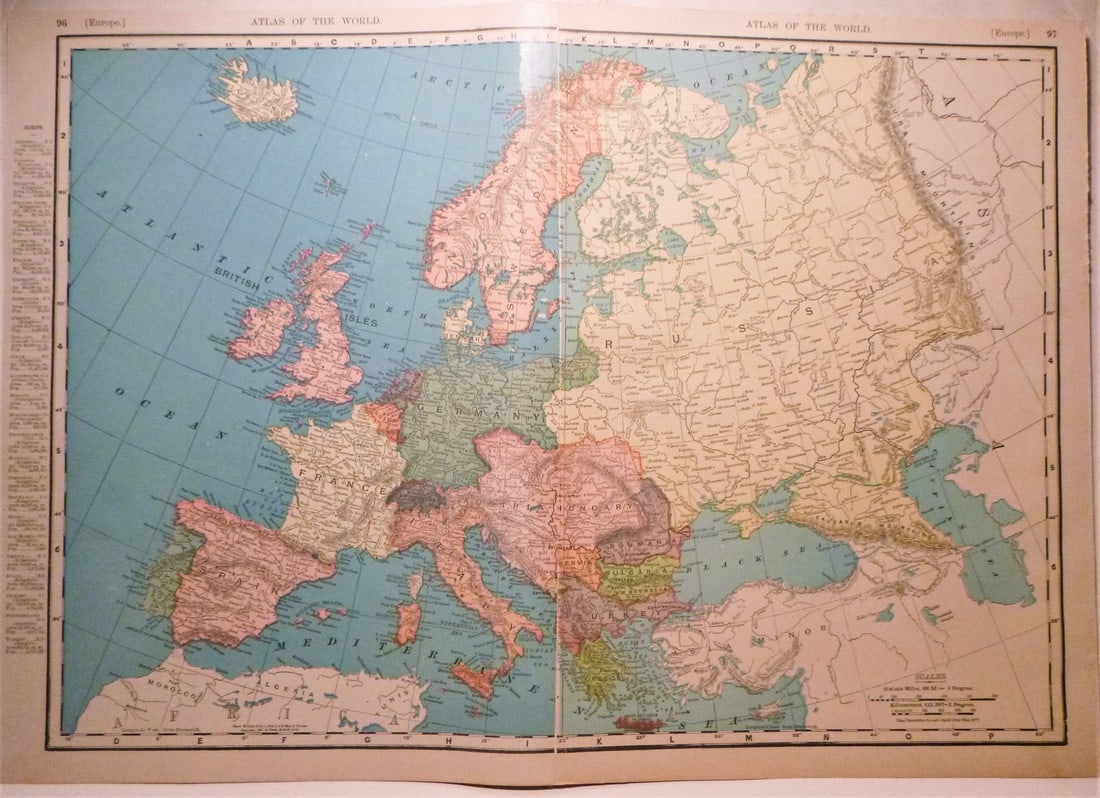 Europe 1900: Title/Content of Map: Europe 1900 Date Printed: 1900 Material/Medium: Paper Size: approx 19.5x14 inches Rand McNally prepared For The Public Ledger, Philadelphia Reserve: $25.00 Shipping: Domestic: F