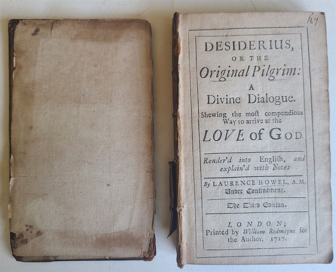 1717 DESIDERIUS or ORIGINAL PILGRIM DIVINE DIALOGUE by LAURENCE HOWEL antique (1 of 6)
