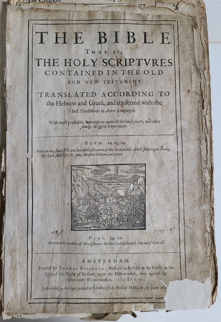 1640 BIBLE in ENGLISH FOLIO by Thomas Stafford antique OLD & NEW TESTAMENT (1 of 18)