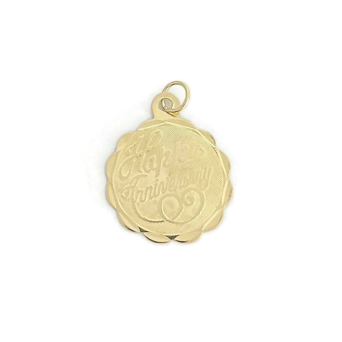 Vintage Happy Anniversary Necklace Pendant Bracelet Charm 14K Yellow Gold .43 Gr: Vintage Happy Anniversary Necklace Pendant Bracelet Charm 14K Yellow Gold .43 Gr This is a great pendant charm that can be worn on the necklace or bracelet chain of your choice. Metal: 14K yellow gold