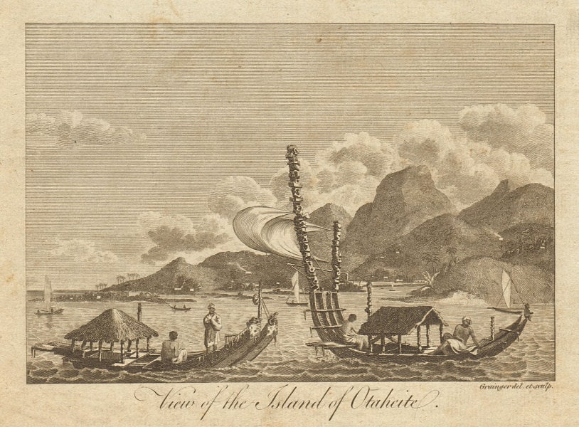 View of the island of Otaheite. Tahiti, Polynesia. BANKES 1789 old print (1 of 1)