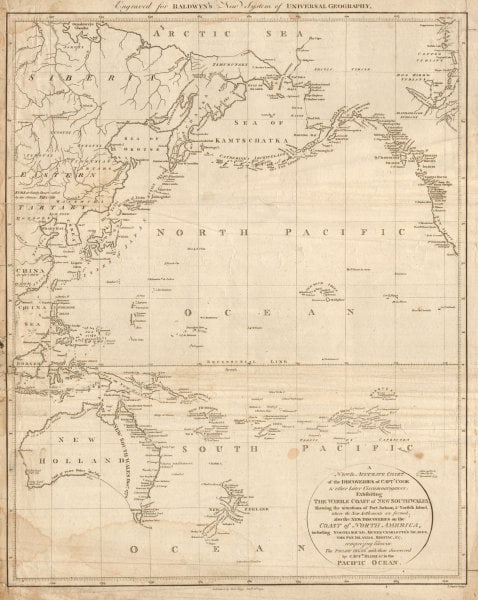 A New & Accurate Chart of the Discoveries of Captn Cook… CONDER 1794 old map (1 of 1)
