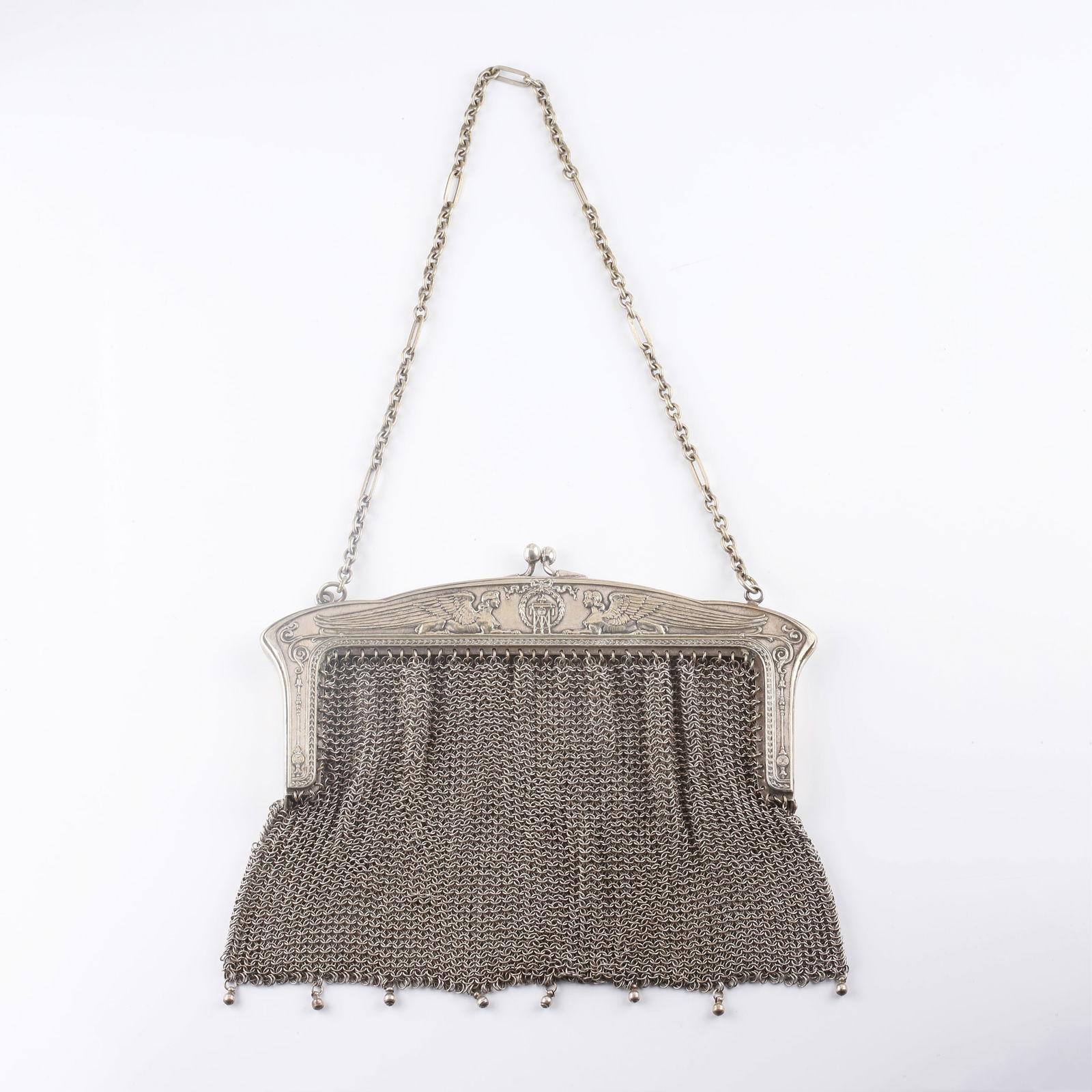 Antique ladies' handbag from the 19th century in silver (1 of 20)