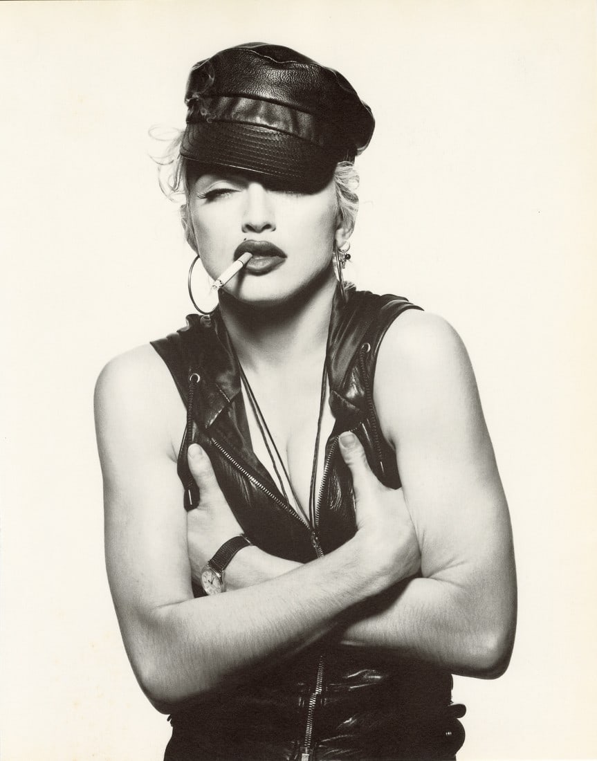 PATRICK DEMARCHELIER - Madonna, New York, 1990: Artist: Patrick Demarchelier Title: Madonna, New York, 1990 Medium: Photo Litho, 1997, Italy Dimensions: 9.25x11.75" Description: Heat Wax Mounted on 12x16" Conservation Board Artist Bio: Patrick Dema