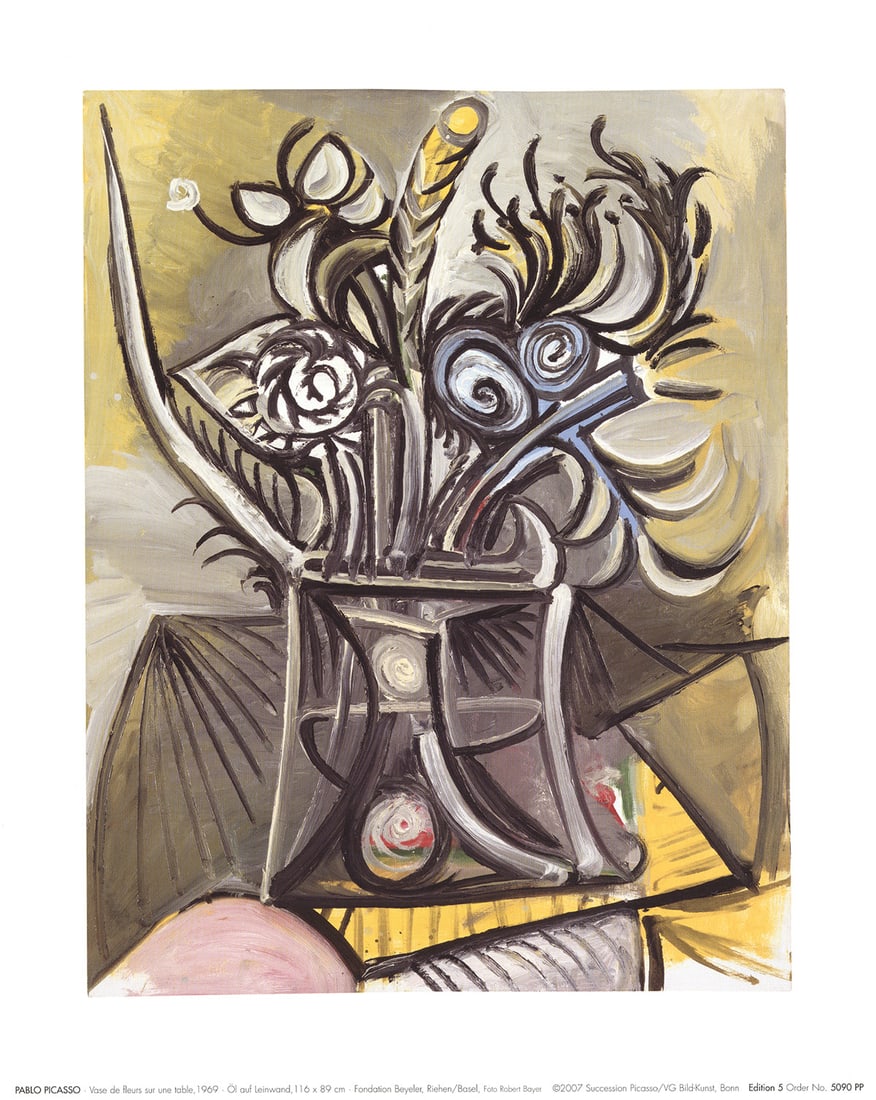 Pablo Picasso - Vase of Flowers on a Table - 2007 Offset Lithograph 12" x 9.5" (1 of 1)