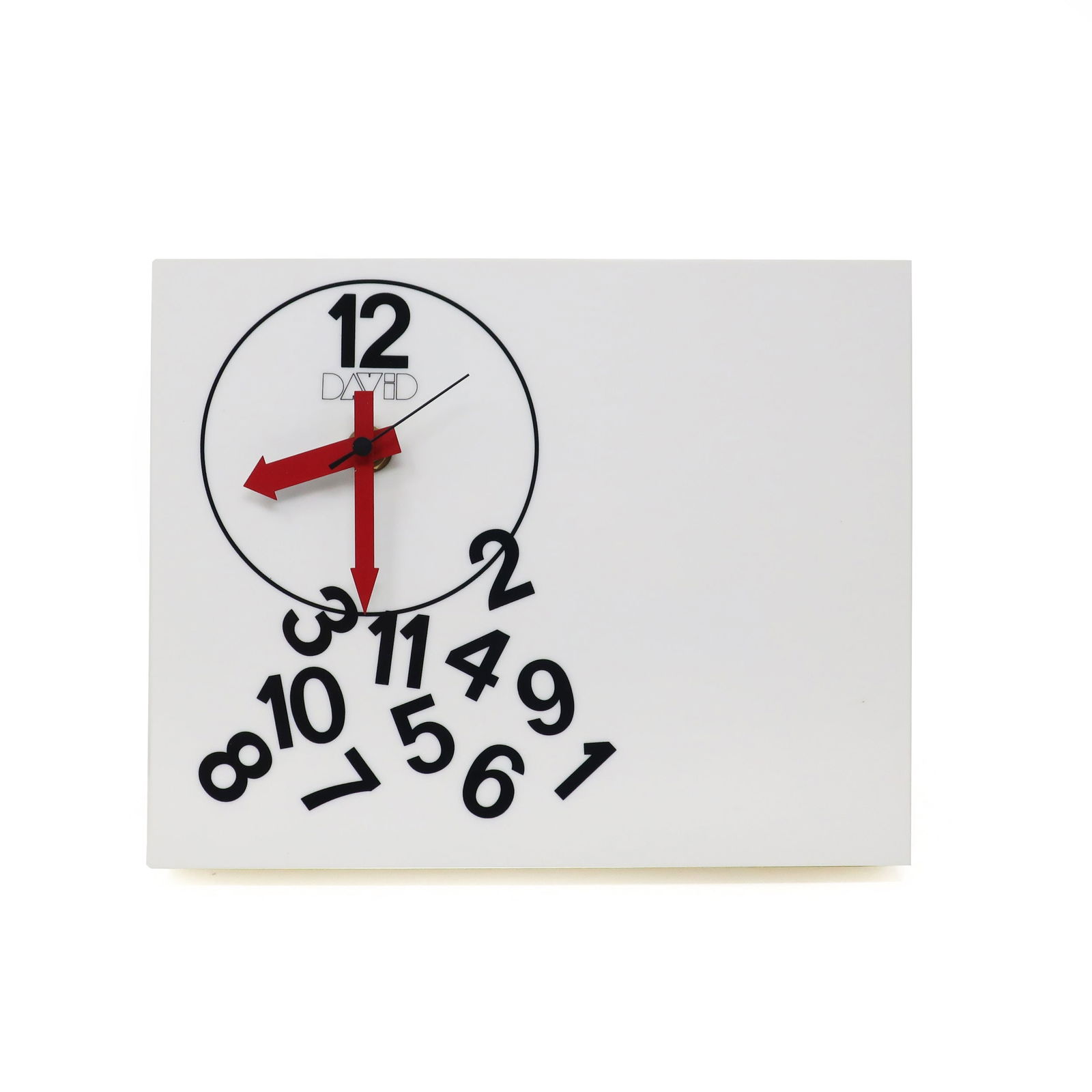 Vintage White FALLEN NUMBERS Wall Clock by David Davir (1 of 5)