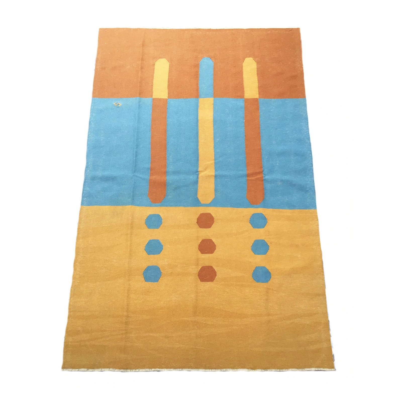 1980s Handwoven Turkish Modern Design Flatweave Rug (1 of 9)