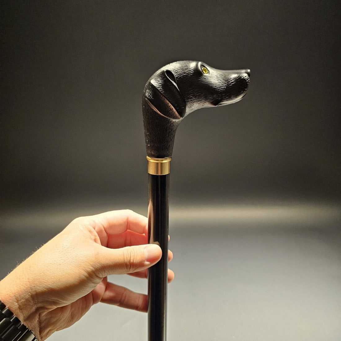 36" Black Lab Dog Head Walking Stick Cane (1 of 17)