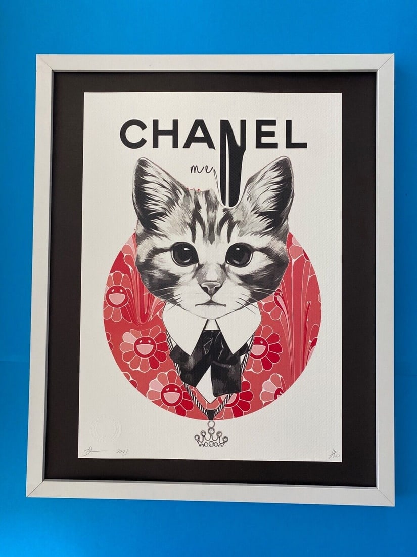 Death NYC Large Framed 16x20in Pop Art Certified Graffiti Chanel Cat Murakami # (1 of 6)