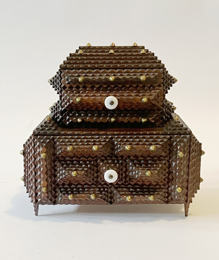 Multi-tiered Tramp Art Box with Two Drawers (1 of 7)