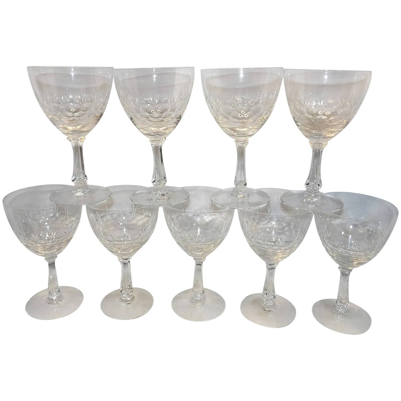 Fostoria Kimberly Cut Crystal Water Goblets (cut 855, Stem 6071
