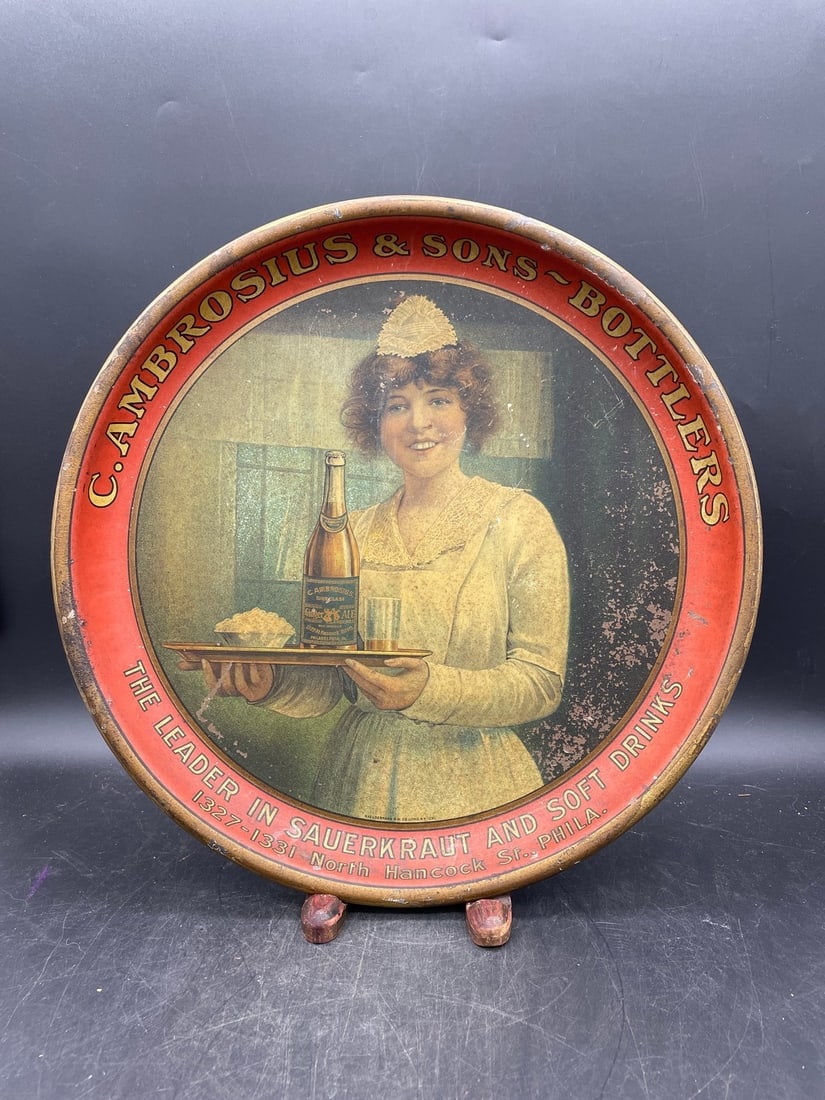 Prohibition era AMBROSIUS AND SONS BOTTLERS SERVING TRAY (1 of 8)