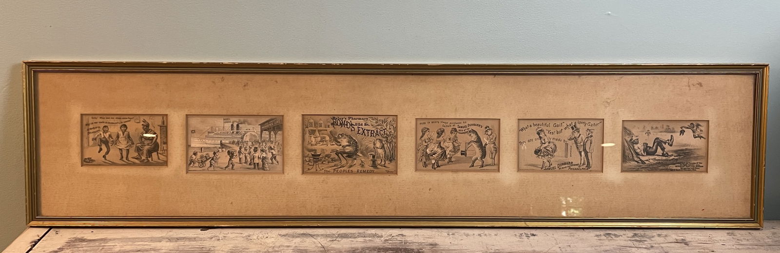 ANTIQUE Large FRAMED TRADE CARDS, BLACK AMERICANA & MORE (1 of 8)