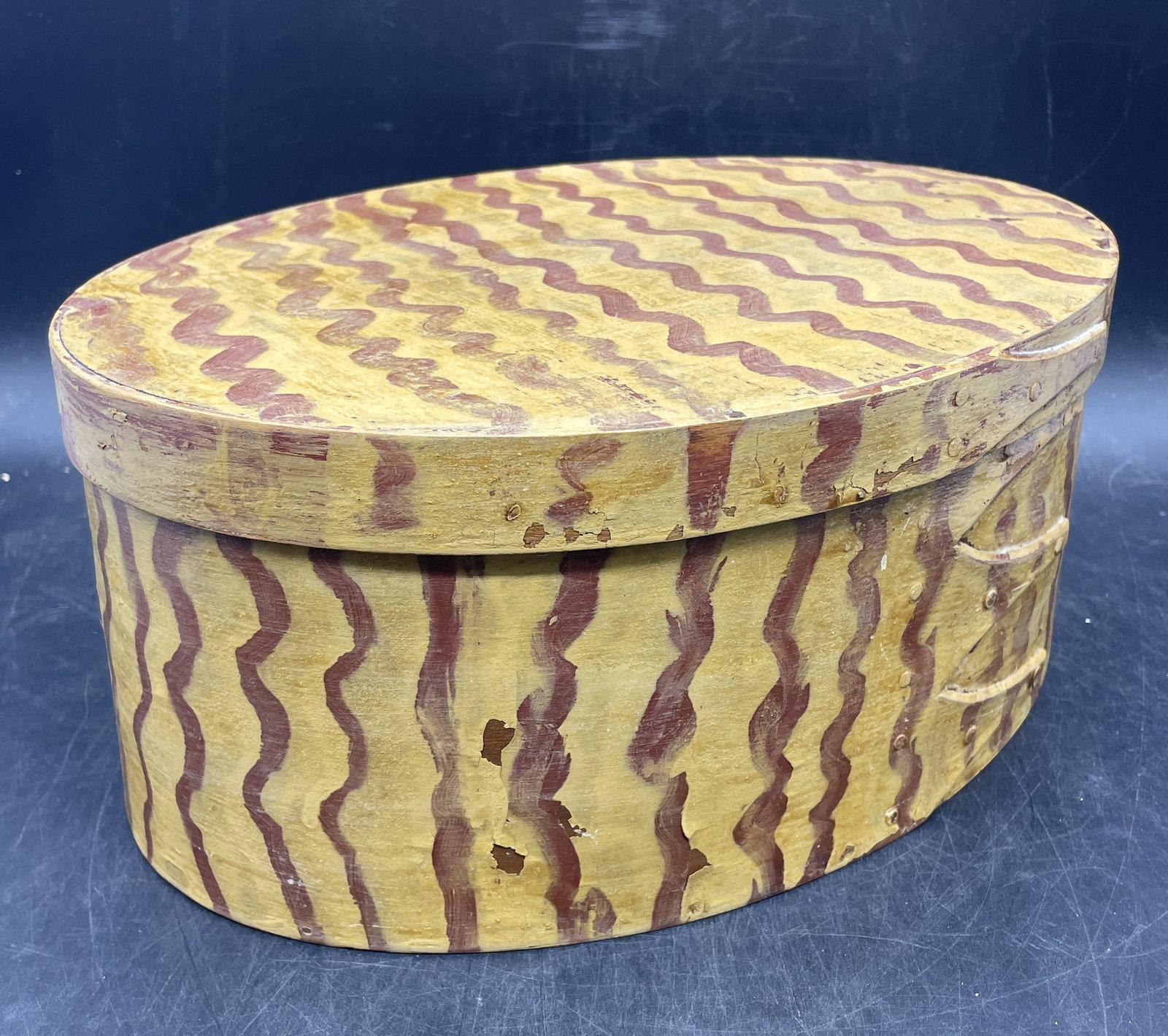 Folk Art Bentwood Box, Hand-painted Pantry Box: Title: Folk Art Bentwood Box, Hand-painted Pantry Box Date/Period: unknown Dimension: approx 11 x 8 x 5 Material: wood Additional Information: Folk Art Bentwood Box, Hand-painted Pantry Box Shipping: 
