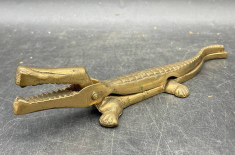 Crocodile Nutcracker in Brass by Walter Bosse, 1950s: Title: Crocodile Nutcracker in Brass by Walter Bosse, 1950s Date/Period: approx 1950's Dimension: APPROX 7.5" Material: brass Additional Information: Crocodile Nutcracker in Brass by Walter Bosse, 195