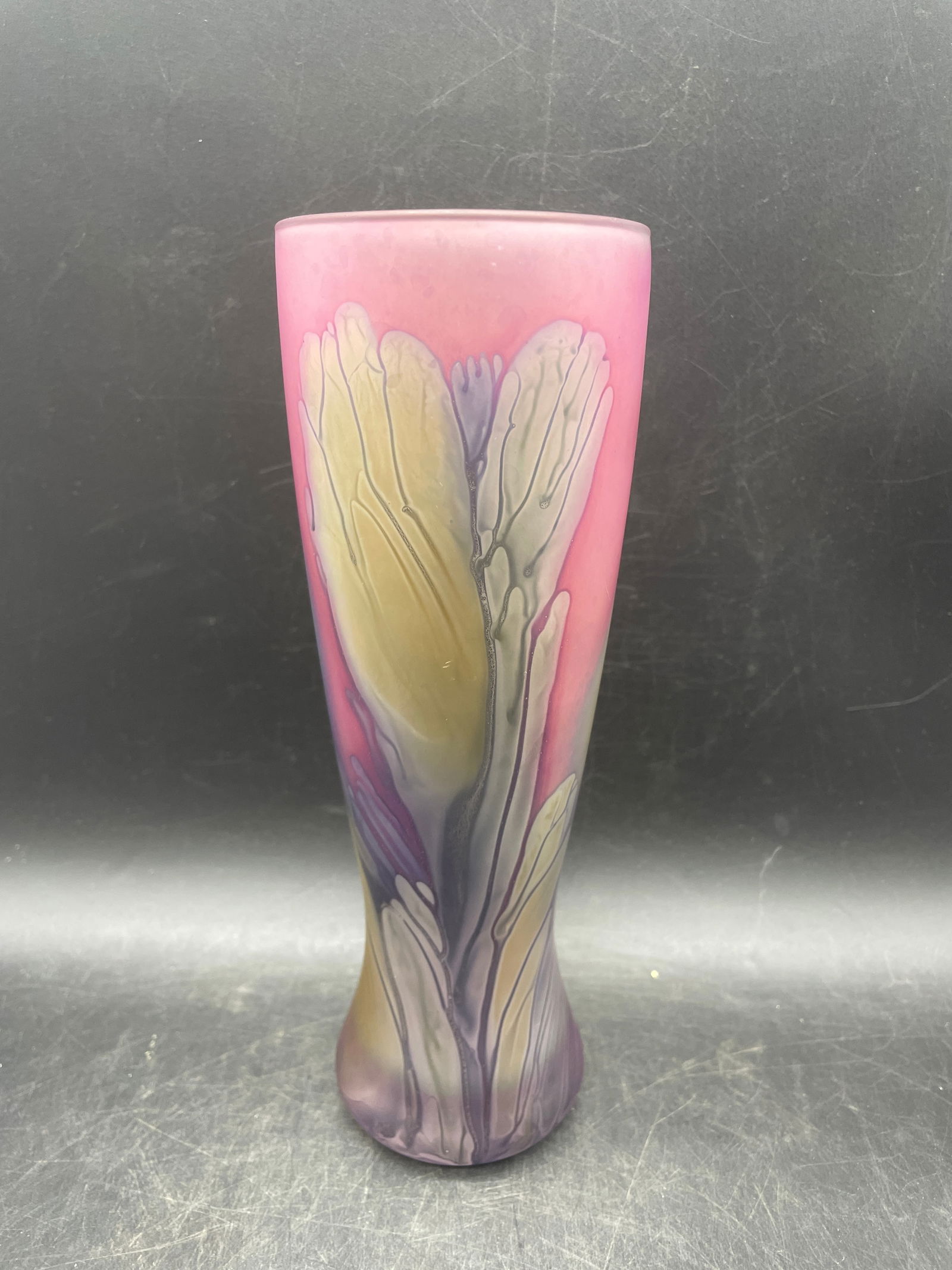 VINTAGE ISRAEL HAND-PAINTED ART GLASS VASE ISRAEL REUVEN (1 of 8)