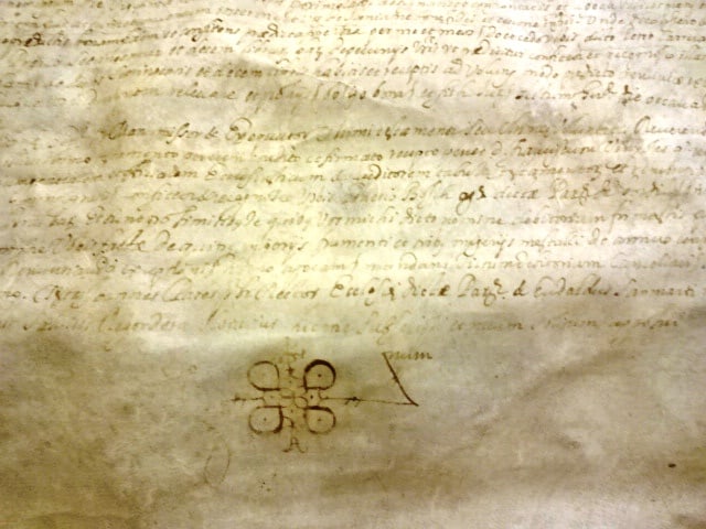 17th C Spanish Vellum Manuscript Fragment (1 of 2)