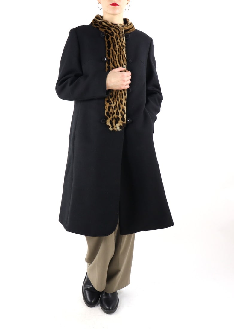 WOOL COAT & REAL LEO FUR TRIM EU: L ; US: 16 (1 of 11)
