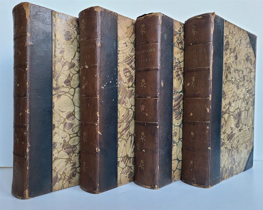 1880s DRAMATIC WORKS of WILLIAM SHAKESPEARE 4 V0LUMES SET antique (1 of 8)