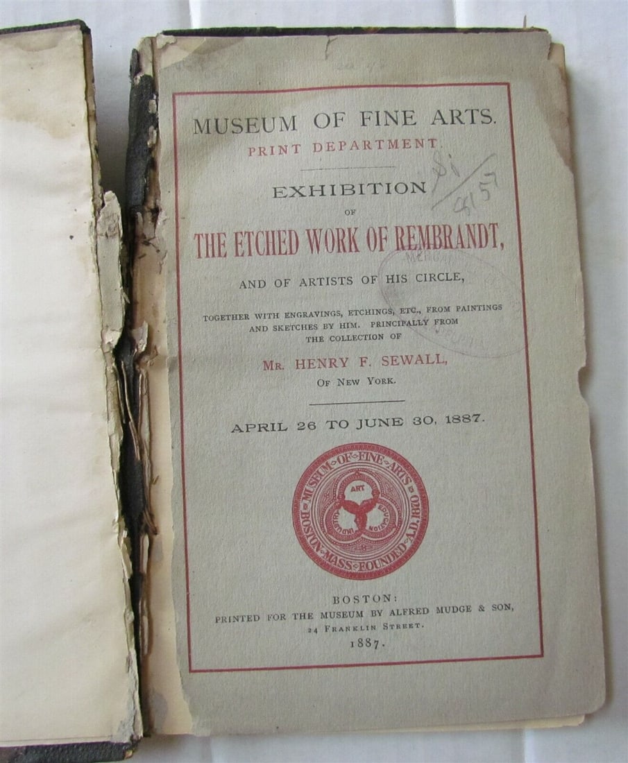 1887 ETCHED WORK OF REMBRANDT & HIS CIRCLE SEWALL COLLECTION ANTIQUE CATALOG (1 of 5)