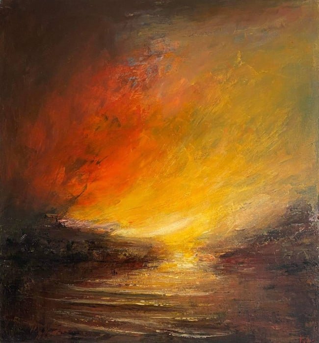 Acrylic painting Sunset over the river Igor Kutsenko (1 of 6)