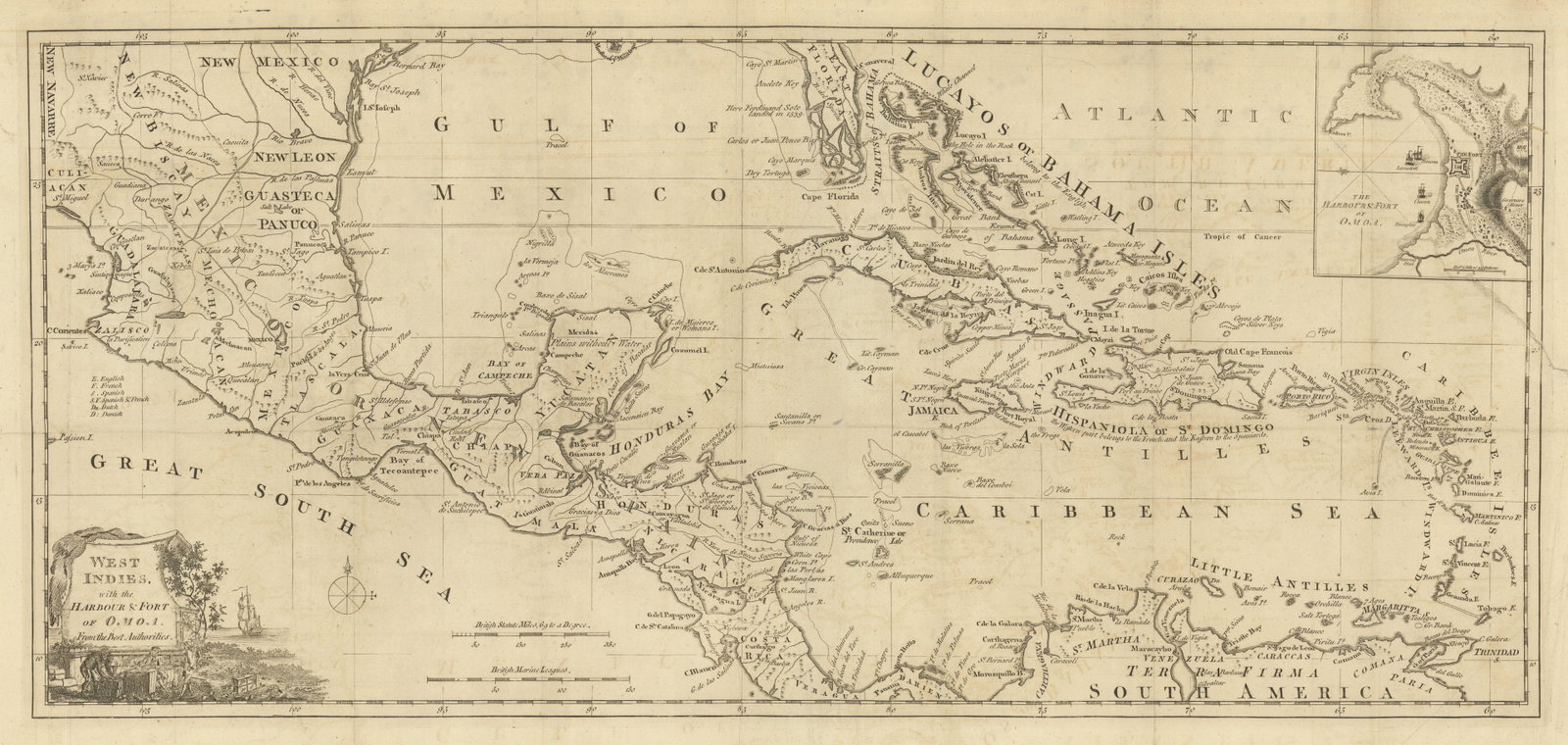 West Indies with the Harbour & Fort of Omoa from the best… JOHN LODGE 1780 map: TITLE/CONTENT OF MAP: 'West Indies, with the Harbour & Fort of Omoa. From the Best Authorities' DATE PRINTED: March 1780 IMAGE SIZE: Approx 31.5 x 66.5cm, 12.25 x 26 inches (Large); Please note that t