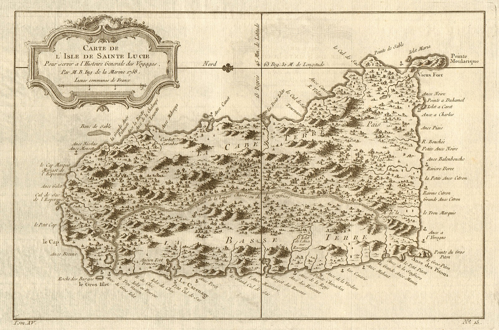 Carte de l'Isle de Sainte Lucie'. St Lucia. West Indies. BELLIN 1759 old map: CAPTION PRINTED BELOW PICTURE: Carte de l'Isle de Sainte Lucie [Map of the Island of St Lucia] DATE PRINTED: 1759 IMAGE SIZE: Approx 21.0 x 32.0cm, 8.25 x 12.5 inches (Large); Please note that this is