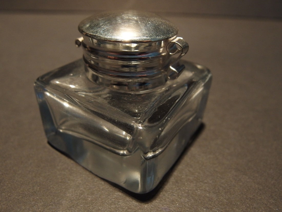 Clear Square Thick Glass Inkwell Ink pot Bottle (1 of 7)
