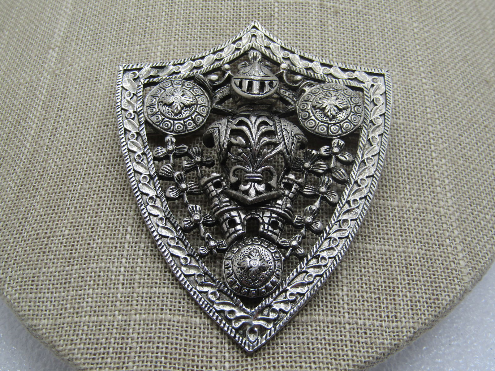 Vintage Knight Shield Brooch/Pendant, 1960's-1970's, Signed Jeanne (1 of 6)