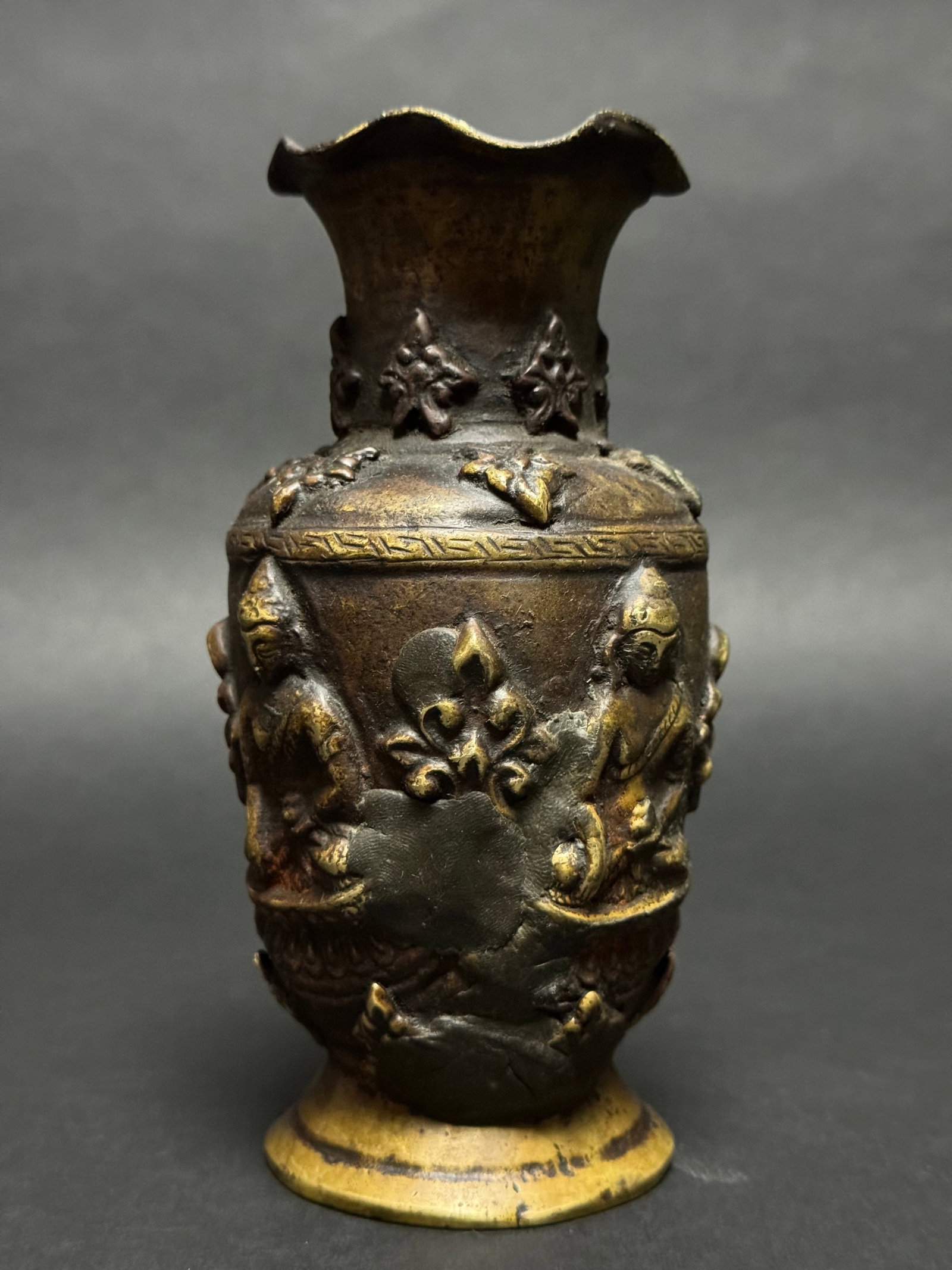 Old bronze buddha vessel Cambodia (1 of 15)