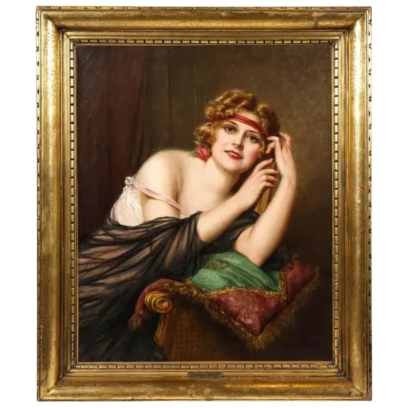 Francois Martin Kavel Francois Martin Kavel (French, 1861-1931) Portrait of an Elegant Woman: Francois Martin Kavel (French, 1861-1931) Portrait of an Elegant Woman Oil on Canvas Painting, circa 1890, with Original gilt-wood frame. Signed Martin Kavel, lower right. With frame: 39" high x 33" w