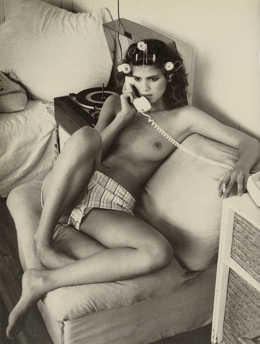 ARTHUR ELGORT - Gia on the Phone, 1982: Artist: Arthur Elgort Title: Gia on the Phone, 1982 Medium: Photo Litho, 1995, Italy Dimensions: 10.2x13.45" Description: Heat Wax Mounted on 14x18" Conservation Board Artist Bio: Arthur Elgort (1940