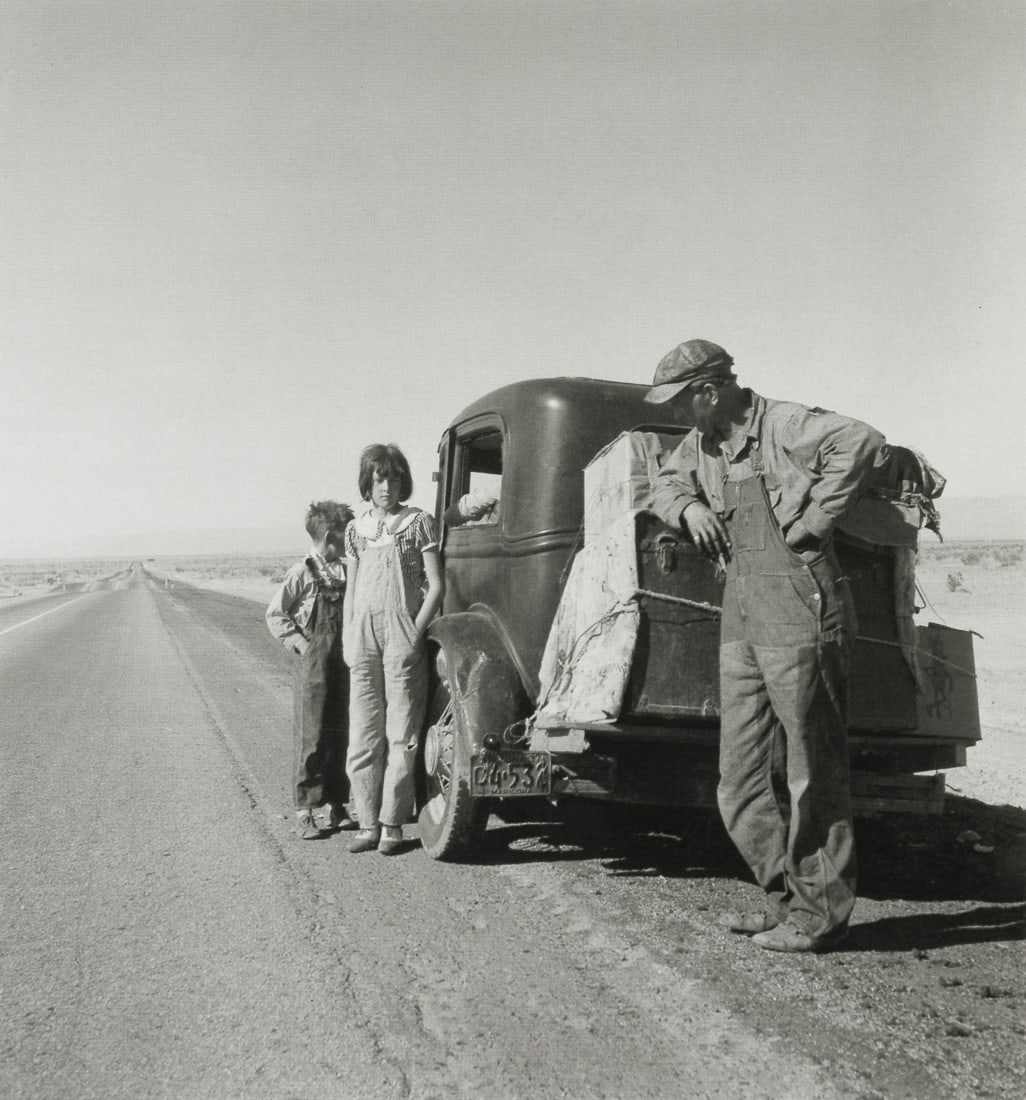 DOROTHEA LANGE - Unemployed Family, 1937: Artist: Dorothea Lange Title: Unemployed Family, 1937 Medium: Photo Litho, 2002, Italy Dimensions: 8.25x8.85" Description: Heat Wax Mounted on 11x14" Conservation Board Artist Bio: Dorothea Lange (189