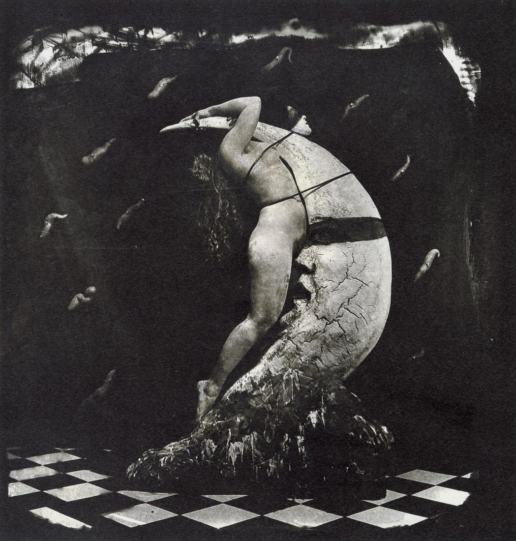 JOEL-PETER WITKIN - Woman Masturbating on the Moon: Artist: Joel-Peter Witkin Title: Woman Masturbating on the Moon, E, New Mexico, 1982 Medium: Photo Litho, 2011, Czech Republic Dimensions: 6.45x6.75" Description: Heat Wax Mounted on 8.5x11" Conservat