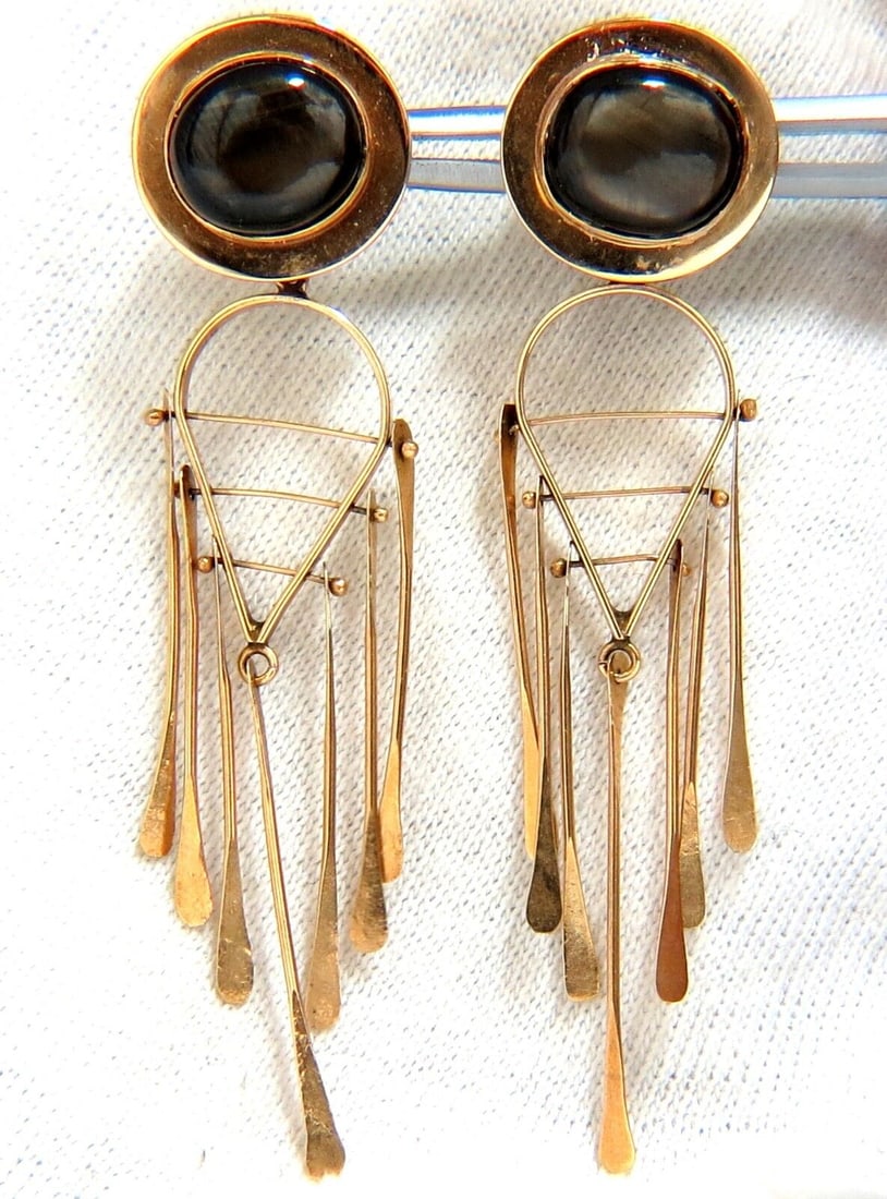 Art Deco Black star symbolic dangle earrings 14kt Dream catcher+ (1 of 3)