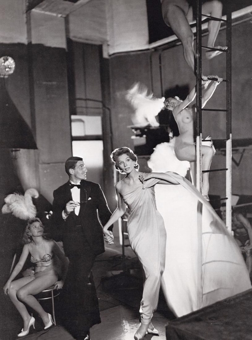 RICHARD AVEDON - Suzy Parker and Robin Tattersall, Folies-Bergere, Paris, 1957: Artist:RICHARD AVEDON Print Title: Suzy Parker and Robin Tattersall, Folies-Bergere, Paris, 1957 Medium: Photo-lithograph Printing Date: 1970s Printed in the USA Image size (inches) approx13 x 9.5 