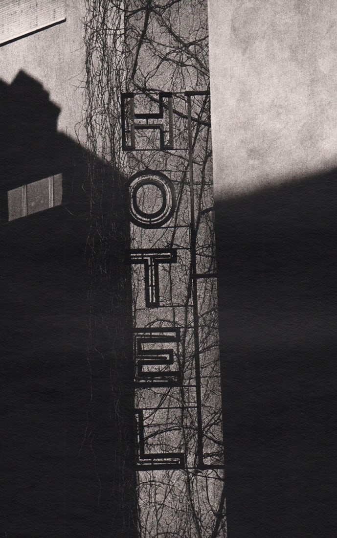 RALPH GIBSON - Artefact - Hotel Sign: Artist: RALPH GIBSON Print Title: Artefact - Hotel Sign Medium: Sheet-fed Gravure Printing date: 1980's Printed in France Image Size approx: 9.5 X 6 inches Ralph Gibson (1960-1962) was an American art