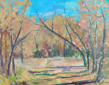 Oil painting Autumn alley Peter Tovpev