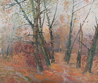 Oil painting Autumn forest Peter Tovpev