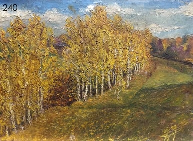 Golden autumn oil painting