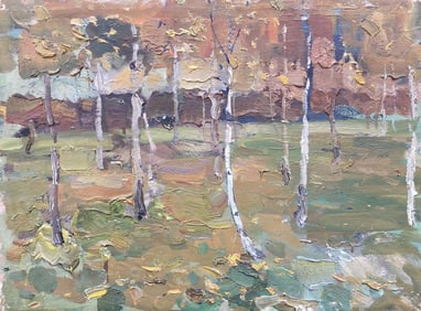 Oil painting Twilight in the forest Bloshenko Anatoly Mikhailovich