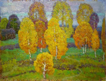 Oil painting Birch trees grow Ruban Grigory Savelievich