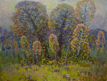 Oil painting Fog in the autumn forest Ruban Grigory Savelievich