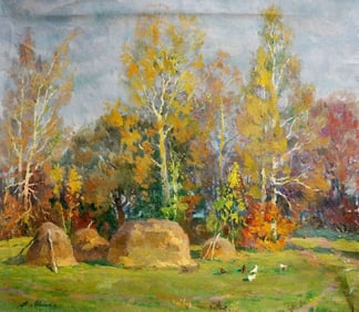 Oil painting Autumn landscape Mynka Alexander Fedorovich