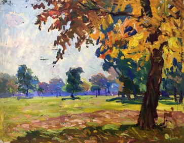 Oil painting Forest park original picture painter