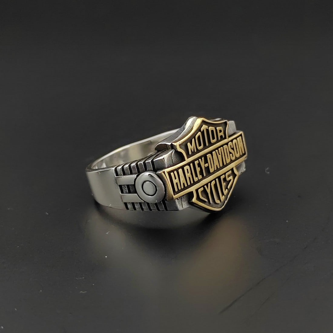 925 Sterling Silver Harley Davidson Embossed Ring (1 of 7)