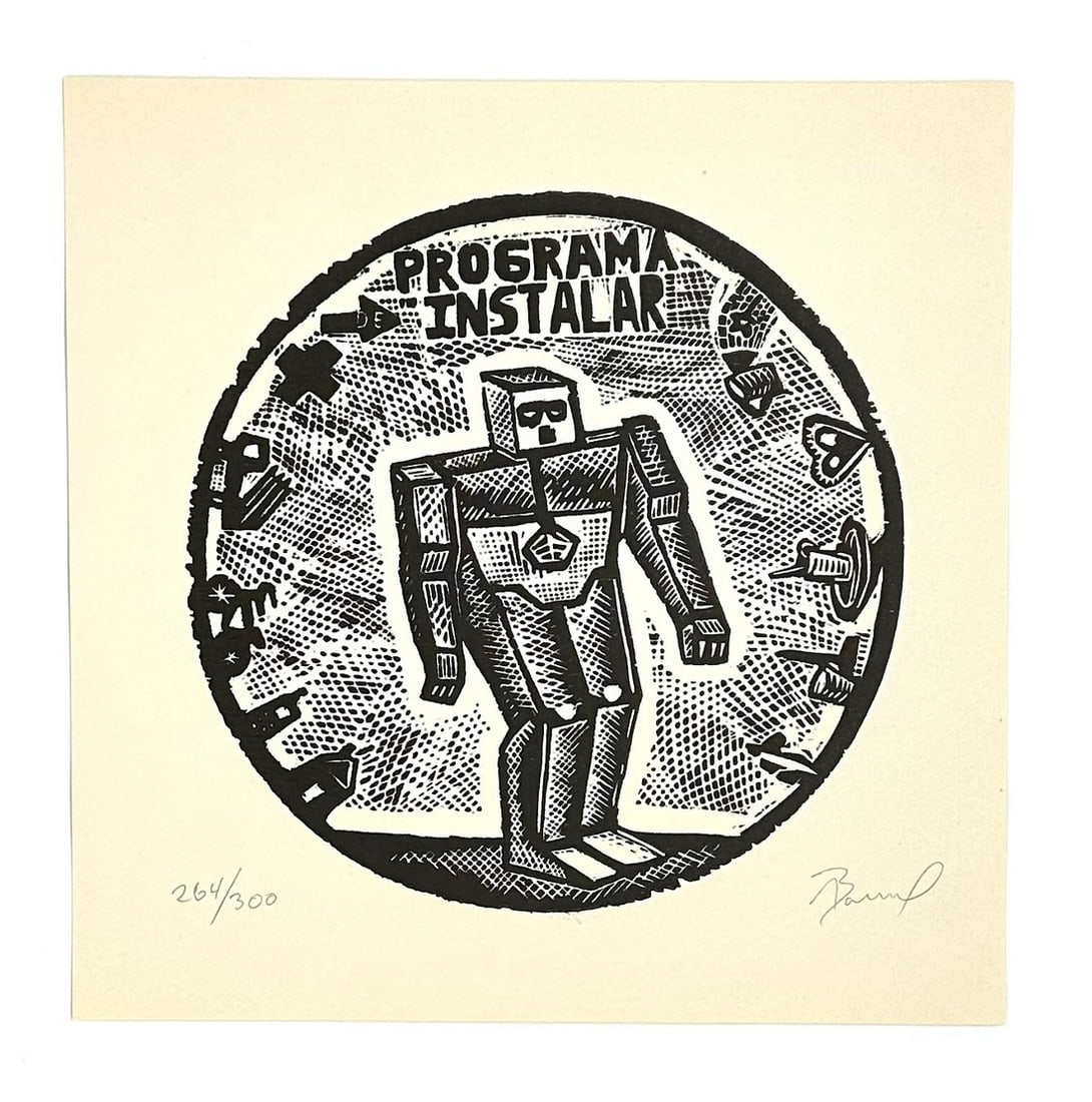 Abel Barroso Cuban engraving 2002, 8.1 x 8.1 in.: Artist: Abel Barroso (Cuba, 1971) Title: Untitled (La Huella Múltiple) Date/Period: 2002 Medium: engraving Dimensions: 8.1 x 8.1 in. (20.5 x 20.5 cm.) Reserve: $150.00 Shipping: Domestic: Flat-ra