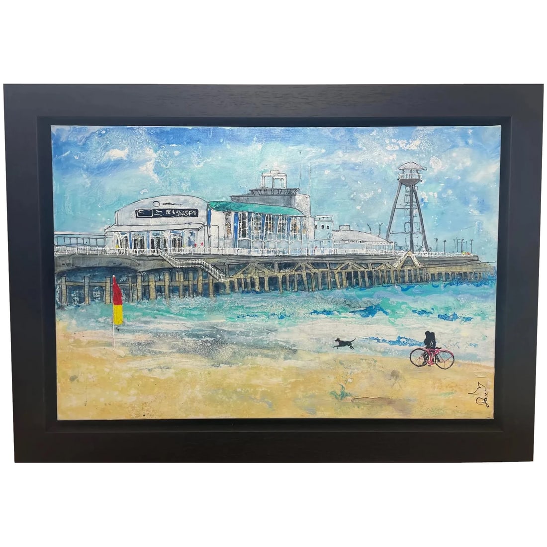Contemporary Oil Painting Seaside "Bournemouth Pier" Signed Katharine Dove: Fine Contemporary Art Oil Painting Famous Seaside South Coast Landscape "Bournemouth Pier" By Katharine Dove. Oil on canvas. Signed by the famous artist Katharine Dove. Subject beautiful landscape vie