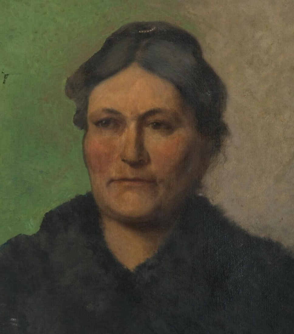 Antique Oil Painting canvas signed G. KAUFMANN (XIX) Woman Portrait (1 of 6)