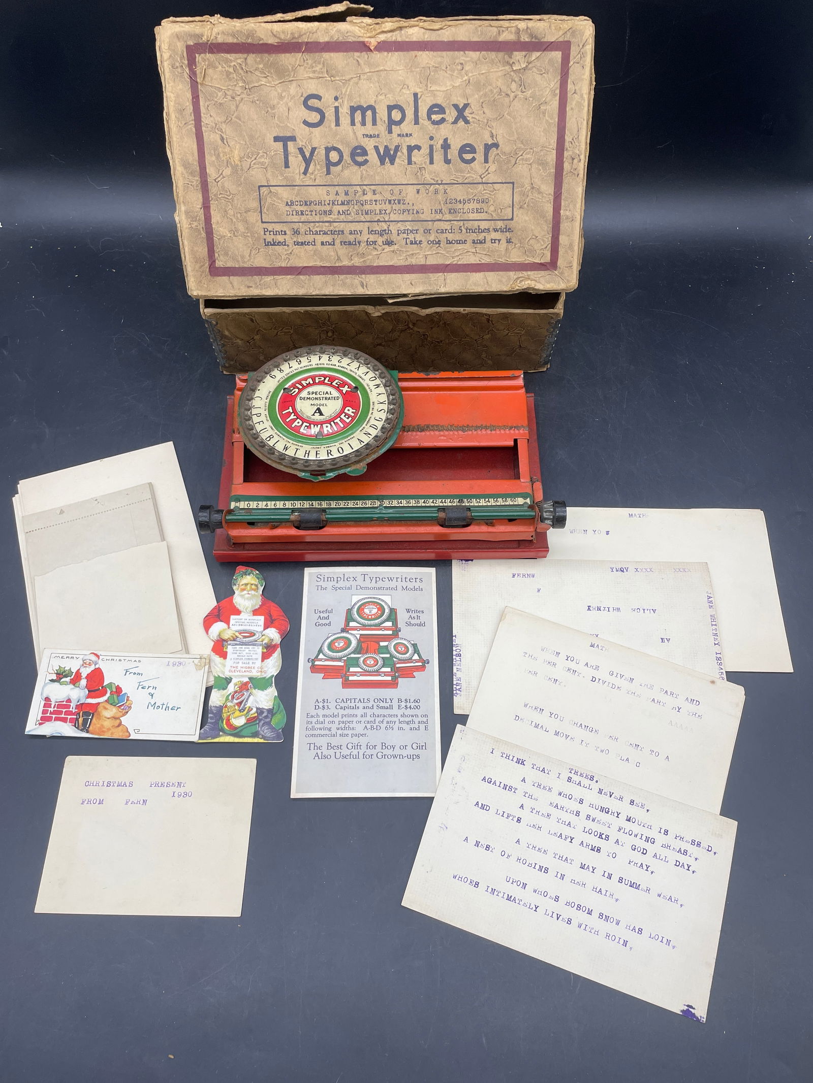 ANTIQUE SIMPLEX A TYPEWRITER IN ORIGINAL BOX & BONUS MATERIALS (1 of 7)